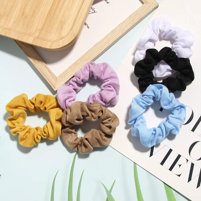 Alt view image 3 of 7 - Pack of 16pcs Soft Hair Scrunchies Single Jersey Solid Color Ponytail Holders Elastic Hair Ties for Women Accessories