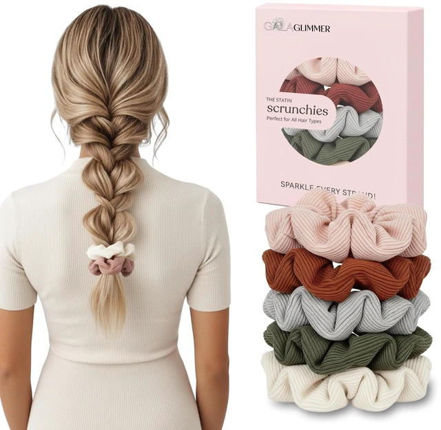 Main image of Scrunchies Cotton Hair Scrunchies for Women No Crease Hair Ties Thick Curly Hair Ideal for Workouts Sports Everyday Wear - Multicolor
