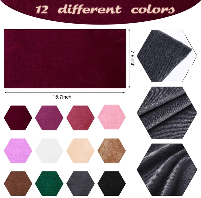Alt view image 2 of 6 - 12 Pcs Velvet Fabric Velvet Hair Scrunchie Making Kit 7.8 X15.7 in | Assorted Colors Velvet Fabric with 1 M Elastic Bands Tie Ropes, Wallet Purses Making and Other DIY Sewing Craft Project