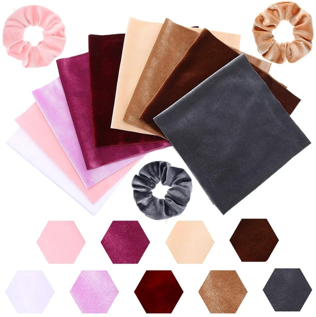 Alt view image 4 of 6 - 12 Pcs Velvet Fabric Velvet Hair Scrunchie Making Kit 7.8 X15.7 in | Assorted Colors Velvet Fabric with 1 M Elastic Bands Tie Ropes, Wallet Purses Making and Other DIY Sewing Craft Project