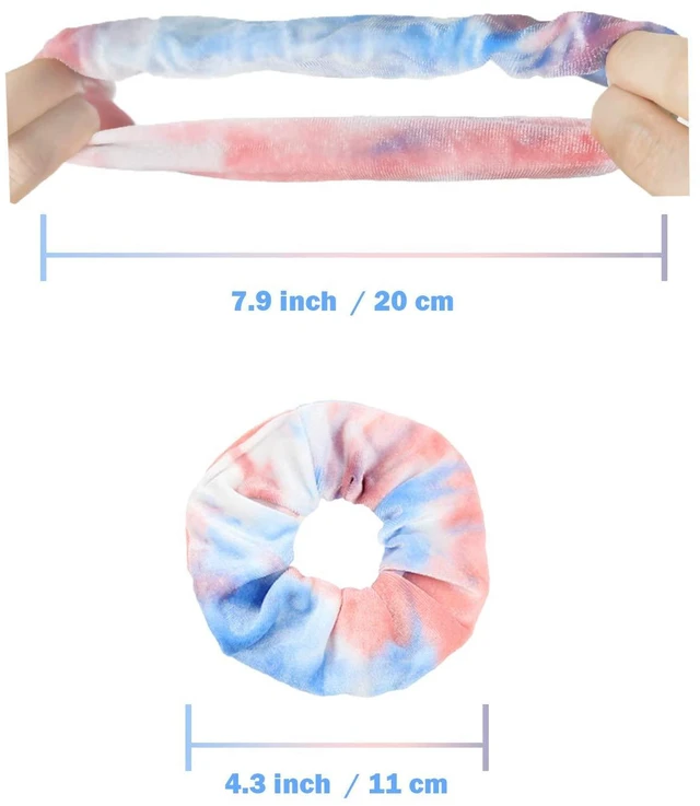 Alt view image 3 of 7 - Scrunchies for Girls, 12 Pcs Tie Dye Velvet Scrunchies for Hair, Soft Rainbow Ponytail Holder, Cute Candy Colors Elastic Hair Bands for Teens and Women