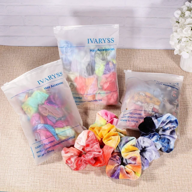 Alt view image 7 of 7 - Scrunchies for Girls, 12 Pcs Tie Dye Velvet Scrunchies for Hair, Soft Rainbow Ponytail Holder, Cute Candy Colors Elastic Hair Bands for Teens and Women