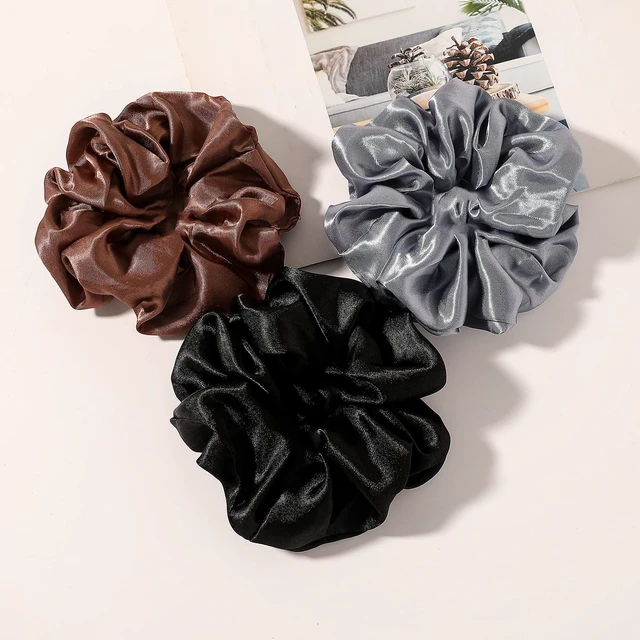 Alt view image 4 of 7 - Scrunchies Hair Ties Silk Satin Scrunchy - Hair Elastics Bands Ponytail Holder Pack of Neutral Scrubchy Hair Accessories Women Girls