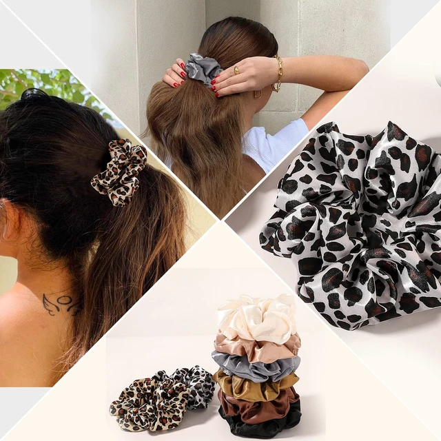 Alt view image 6 of 7 - Scrunchies Hair Ties Silk Satin Scrunchy - Hair Elastics Bands Ponytail Holder Pack of Neutral Scrubchy Hair Accessories Women Girls