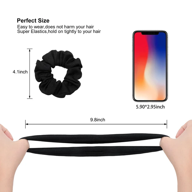 Alt view image 7 of 7 - Hair Scrunchies for Women - Hair Ties No Damage Both for Thick Hair or Thin Hair Curl Hair No Crease Gray Scrunchies Ponytail Holder No Hurt Your Hair