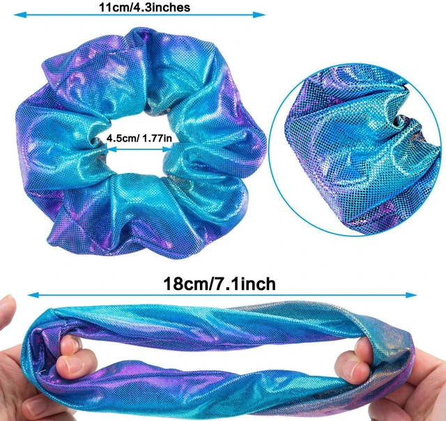 Alt view image 3 of 6 - 24 Pieces Hair Scrunchies for Girls,Rainbow Colors,Satin | Large Soft Elastic Scrunchies for Kids Women, Bulk for Christmas Party Favors Gymnastics Dance, Ponytail Ties Gentle Hold
