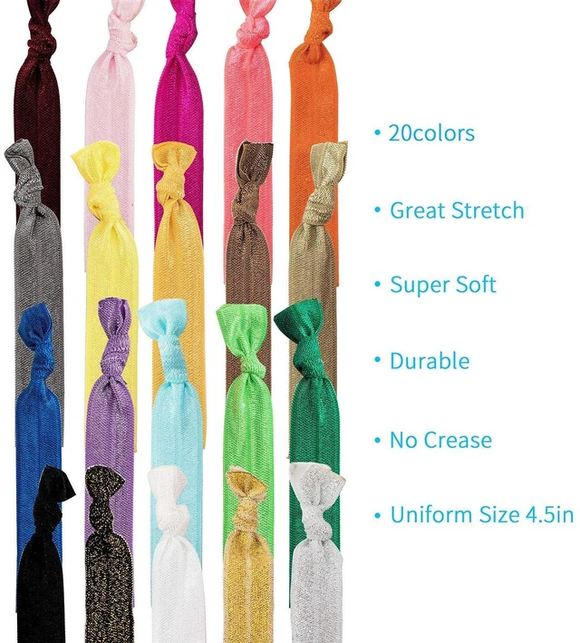 Alt view image 4 of 6 - 100Pcs No Crease Hair Ties For Women Fabric Hair Ties Cloth Ribbon Hair Scrunchies Knotted Ponytail Holders. Yoga Twist Flat Hair Bands Bulk Elastic Hair Ties Bracelet Grils (Mutil-20Colors)