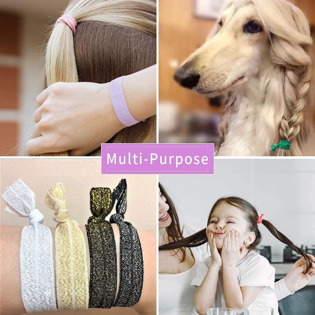Alt view image 5 of 6 - 100Pcs No Crease Hair Ties For Women Fabric Hair Ties Cloth Ribbon Hair Scrunchies Knotted Ponytail Holders. Yoga Twist Flat Hair Bands Bulk Elastic Hair Ties Bracelet Grils (Mutil-20Colors)