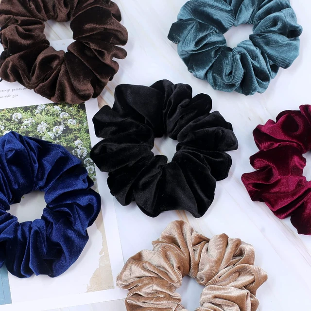 Alt view image 3 of 7 - Extra Large Scrunchies for Women's Thick Hair, Premium Velvet Soft Jumbo Scrunchy, XL 6 inch Big Elastic Band Hair Accessories, 4 Pack, Neutral