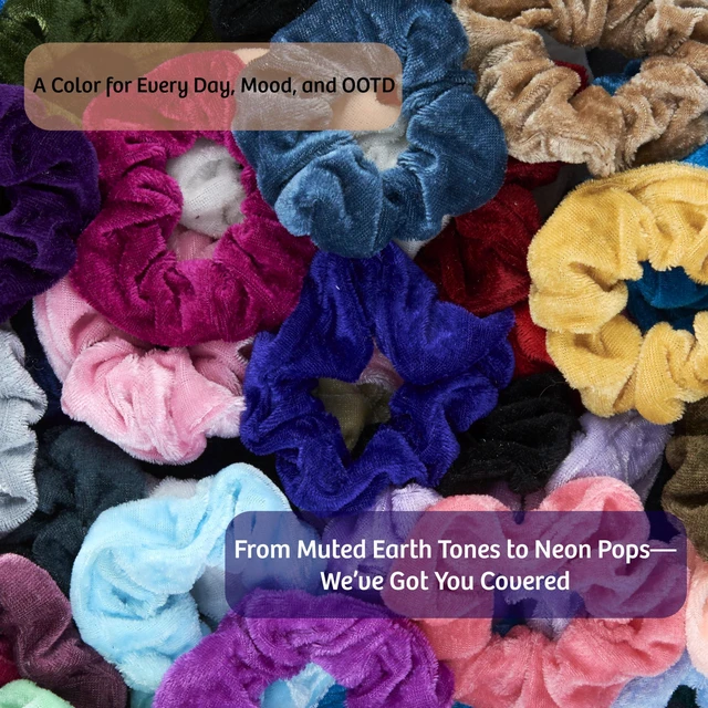 Alt view image 2 of 7 - Scrunchie Set of 50 Comfy, Colorful Scrunchies in a Convenient Drawstring Storage Bag, Accessories for Women and Girls , Great Value, Damage Free,