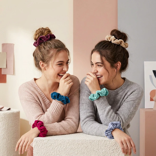 Alt view image 3 of 7 - Scrunchie Set of 50 Comfy, Colorful Scrunchies in a Convenient Drawstring Storage Bag, Accessories for Women and Girls , Great Value, Damage Free,