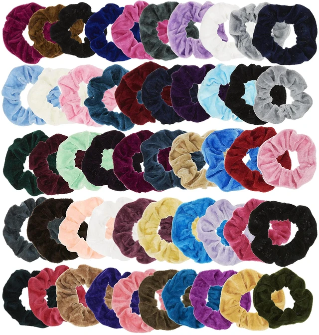 Alt view image 5 of 7 - Scrunchie Set of 50 Comfy, Colorful Scrunchies in a Convenient Drawstring Storage Bag, Accessories for Women and Girls , Great Value, Damage Free,