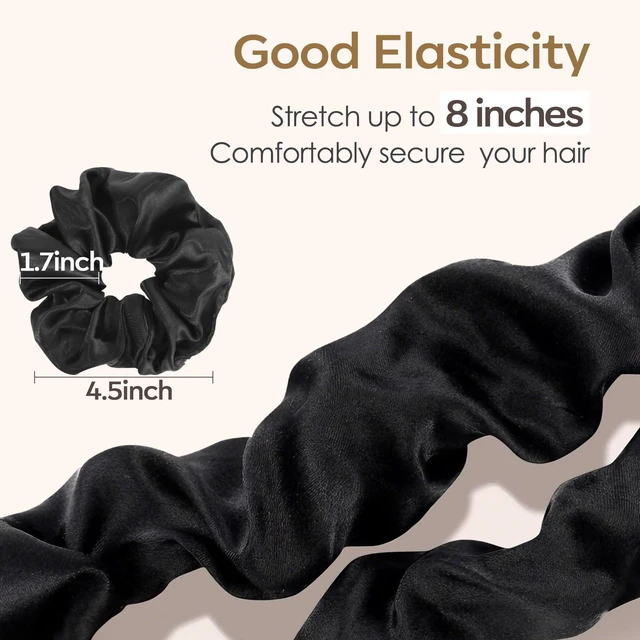 Alt view image 3 of 7 - Satin Scrunchies for Women,Silk Hair Ties Fashion Soft Ties and Bands,Elastic Ponytail Holders No Damage Hair Accessories Thick Hair Styling - 20 Pcs Dark Color