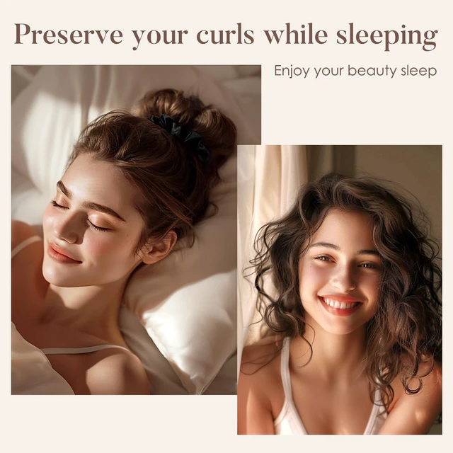 Alt view image 3 of 7 - Silk Scrunchies for Hair Sleep, 100% Real Mulberry Silk, No Damage Hair Ties for Women and Girls, Classic Black, Pack of 3