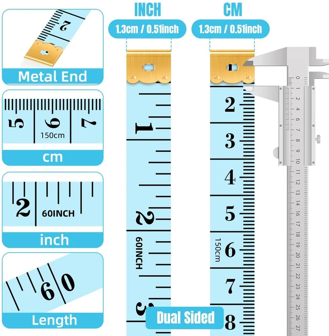 Alt view image 3 of 7 - 24 Pack Soft Measuring Tape for Sewing - 6 Colors, Dual Scale 60 in/150 cm | Cloth fabric tape measures with metal ends for sewing, body measurements, tailoring, crafts, classes, and home use