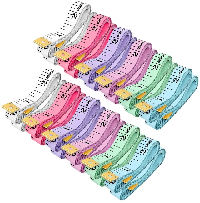 Alt view image 7 of 7 - 24 Pack Soft Measuring Tape for Sewing - 6 Colors, Dual Scale 60 in/150 cm | Cloth fabric tape measures with metal ends for sewing, body measurements, tailoring, crafts, classes, and home use