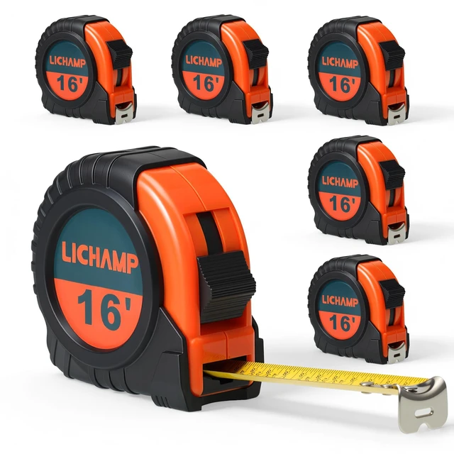 Main image of 6 Pack 16ft Tape Measure Retractable 3/4in with 1/8 Fractions | Easy Read; Measurement Tapes 16-Foot; Auto-Lock for Construction