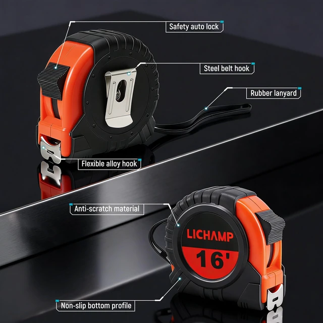 Alt view image 3 of 7 - 6 Pack 16ft Tape Measure Retractable 3/4in with 1/8 Fractions | Easy Read; Measurement Tapes 16-Foot; Auto-Lock for Construction