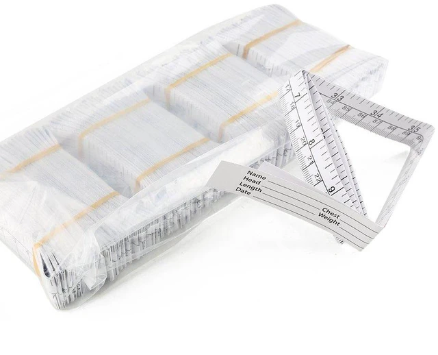 Alt view image 5 of 7 - Pack of 100pcs 1m 40" Paper Tape Measure, Wound Measuring Rulers | Measuring Babies Head, Disposable