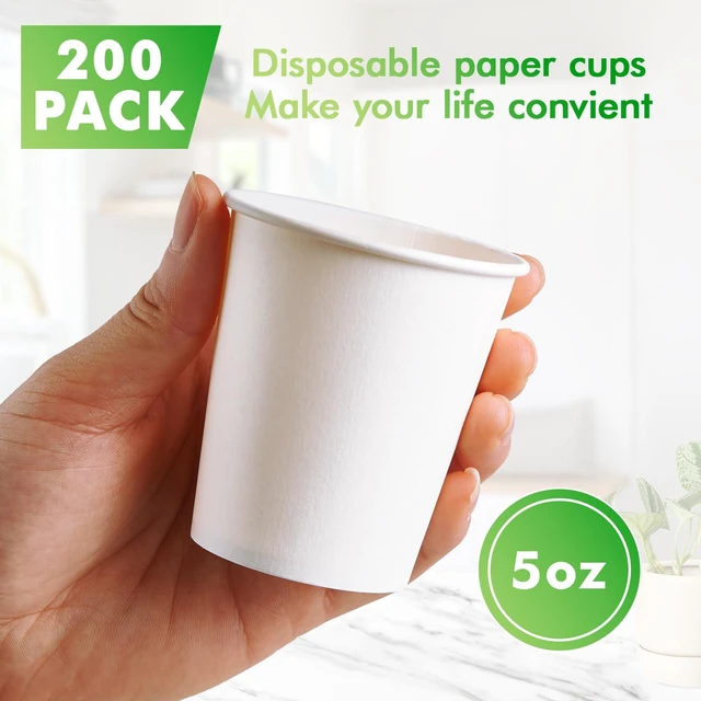 Alt view image 2 of 6 - 5 oz Paper Cups, 200 Count Small Disposable Water Cups, White | Water Dispenser Cups,Drinking Cups,Small Tea Cups,To Go Cups,Party,Office,Travel Picnic,Home Daily Use,DIY