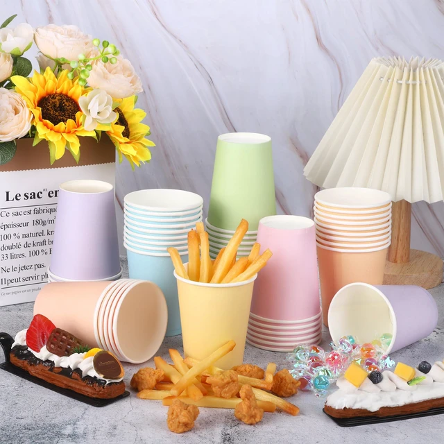 Alt view image 4 of 7 - 60 Pieces 9 Ounce Disposable Paper Cups Pastel Rainbow Party Cups Drinking Cups for Party, DIY and Holiday, 6 Colors