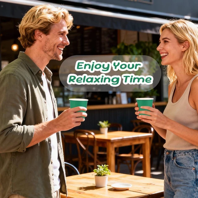 Alt view image 7 of 7 - 50 Pack 8oz Paper Cups Disposable Water Hot/Cold Cups (Green) | Coffee Cups Ideal for Home Party, Picnic, Office, Wedding, Travel, On-the-Go & Daily Use To Drink Cocoa, Juice, Tea, Coffee