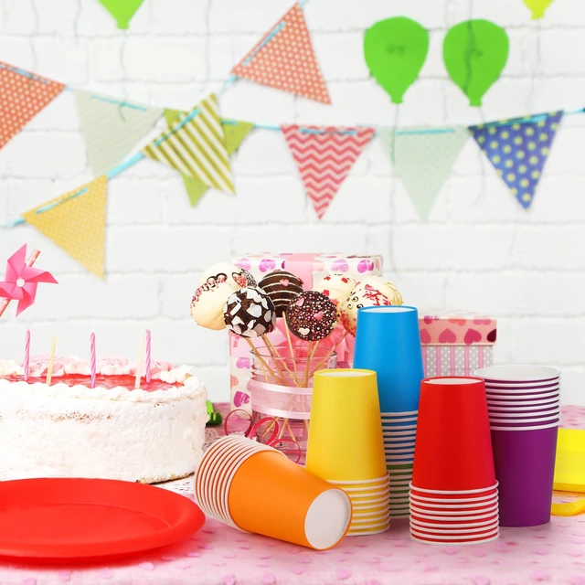 Alt view image 6 of 7 - 60 Pieces 9 Ounce Disposable Paper Cups Rainbow Party Cups Drinking Cups for Party, DIY and Holiday, 6 Colors
