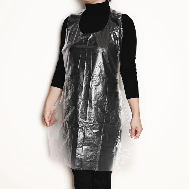 Alt view image 3 of 7 - Disposable Aprons, 50 Count | Waterproof, Plastic, Individually Packaged, For Painting, Cooking, Housework, Picnics