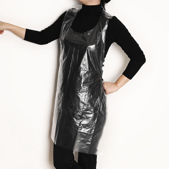 Alt view image 2 of 7 - Disposable Aprons, 50 Count | Waterproof, Plastic, Individually Packaged, For Painting, Cooking, Housework, Picnics