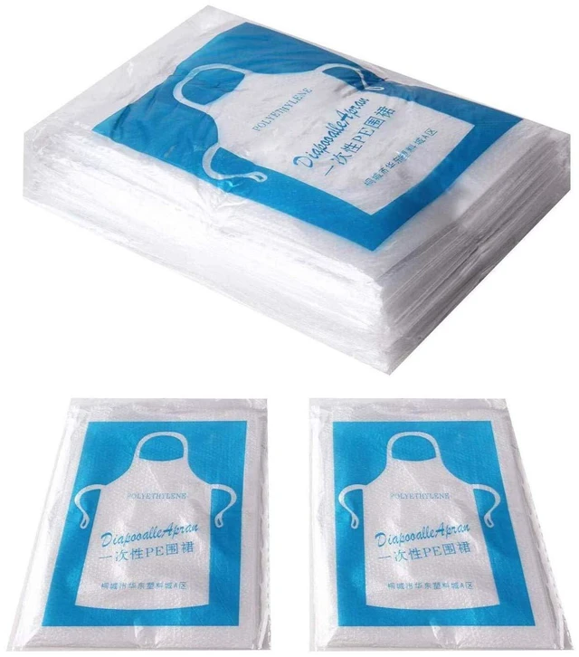 Main image of 23 x 37 inches Clear Polyethylene Waterproof Disposable Aprons For Cooking, Serving, Painting or Dish-Washing-100pcs
