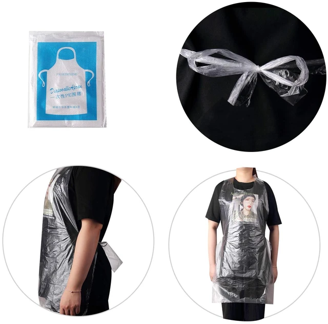 Alt view image 4 of 6 - 23 x 37 inches Clear Polyethylene Waterproof Disposable Aprons For Cooking, Serving, Painting or Dish-Washing-100pcs