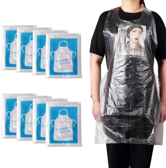 Alt view image 5 of 6 - 23 x 37 inches Clear Polyethylene Waterproof Disposable Aprons For Cooking, Serving, Painting or Dish-Washing-100pcs