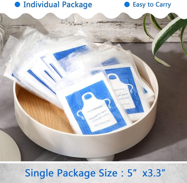 Alt view image 4 of 7 - 100 Pcs Disposable Aprons Adults Waterproof Plastic Clear Smocks | PE Plastic, Painting Aprons for Adults, Disposable Aprons Kids, Waterproof Cooking Smocks, 23.6 x 37.4 Inch Party Supplies