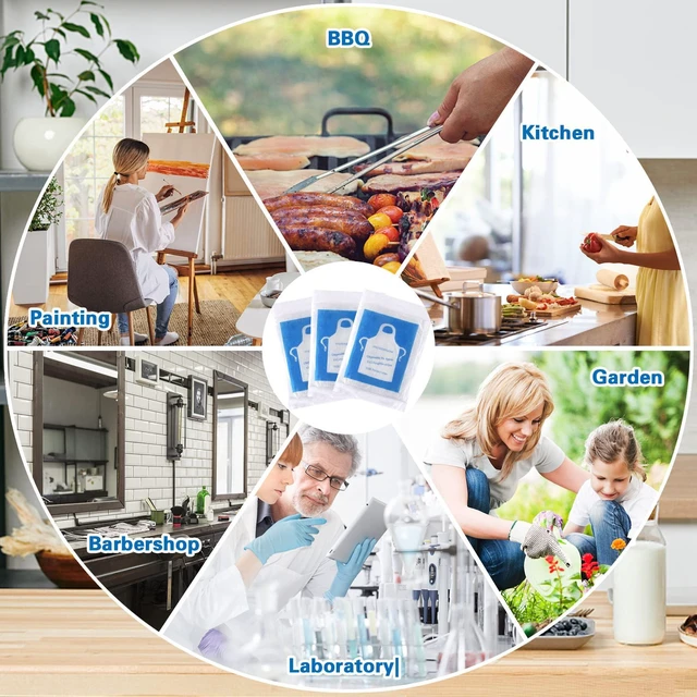 Alt view image 6 of 7 - 100 Pcs Disposable Aprons Adults Waterproof Plastic Clear Smocks | PE Plastic, Painting Aprons for Adults, Disposable Aprons Kids, Waterproof Cooking Smocks, 23.6 x 37.4 Inch Party Supplies