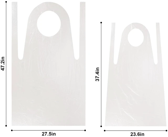 Alt view image 2 of 7 - 50 Plastic Disposable Aprons Adults - 3ft/95cm Waterproof Thick Plastic Aprons Painting Smocks Eating Bibs Elderly Hair Dye Tattoo Grooming Baking Cooking Dishwashing Kitchen Restaurant