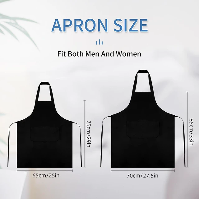 Alt view image 2 of 7 - 8/12/24 Pack Plain Bib Aprons Bulk, Black Commercial Apron with 2 Pockets, Unisex Apron for Adults Painting BBQ
