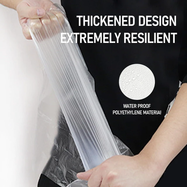 Alt view image 4 of 6 - White Disposable Plastic Apron 100 Pack, 46" x 28" 2 Mil Polyethylene Tear-Resistant Bibs for Cooking, Cleaning, Art & Industrial Use, Extra-Long Ties