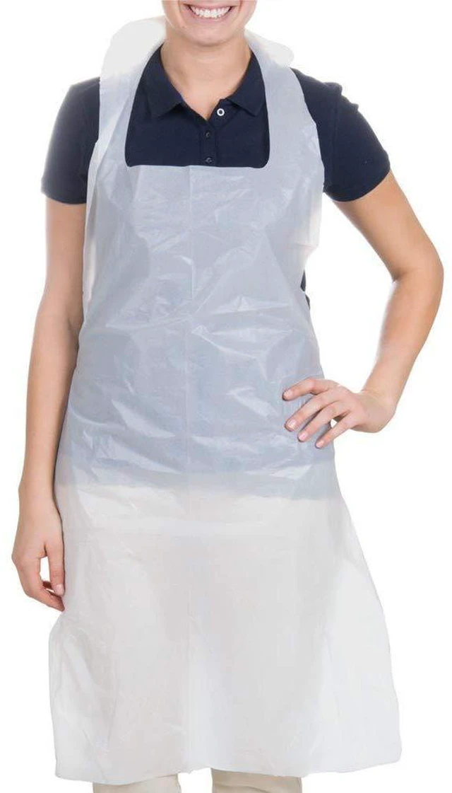 Main image of 10 PCS White Disposable Aprons - Plastic, Polythene, Waterproof for Cooking, Cleaning