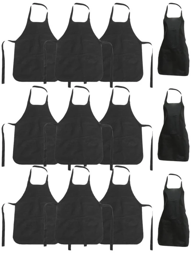Main image of 12pcs Disposable Non-woven Anti-oil Aprons for Adults, Thickened Black One-time Use Protective Apron for Bbq Cooking and Restaurant Service