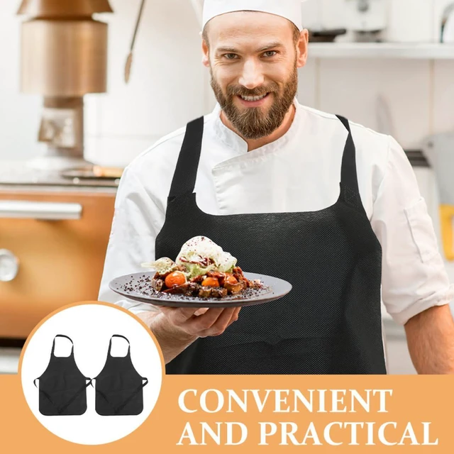 Alt view image 3 of 7 - 12pcs Disposable Non-woven Anti-oil Aprons for Adults, Thickened Black One-time Use Protective Apron for Bbq Cooking and Restaurant Service