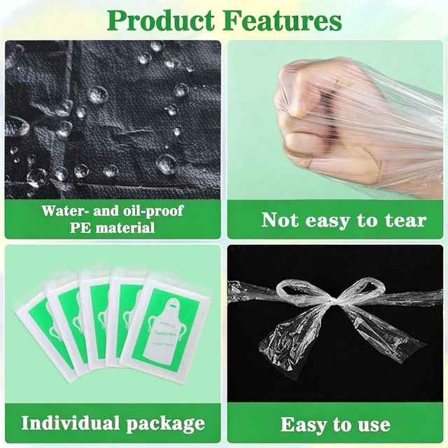 Alt view image 3 of 7 - Disposable Aprons for Kids Painting - 20PCS Clear Plastic Smocks Kids Art Disposable Waterproof Oil Proof Toddler Art Aprons for Craft Cooking Eating Teaching DIY 4-12 Age
