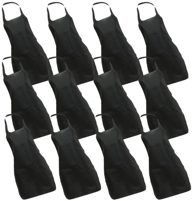 Main image of Thickened Disposable Aprons for Adults, 15pcs Black Non-woven Protective Aprons for Bbq, Cooking, Painting, and Catering Use