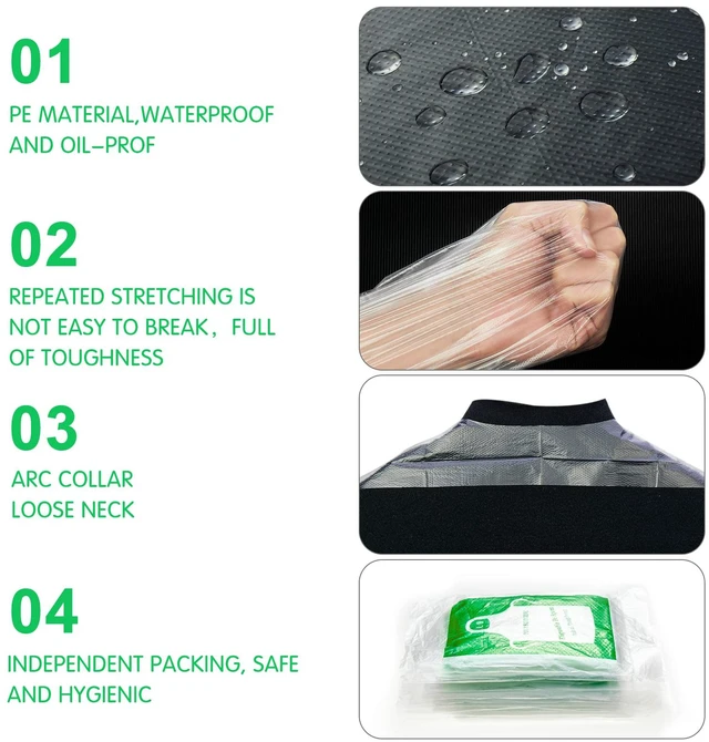 Alt view image 3 of 7 - 100 Pieces Disposable Aprons for Kids Plastic Smocks Clear kids Apron for Toddler Waterproof Oil Proof Art Children Apron for Painting Cooking Eating Teaching Picnic DIY Craft