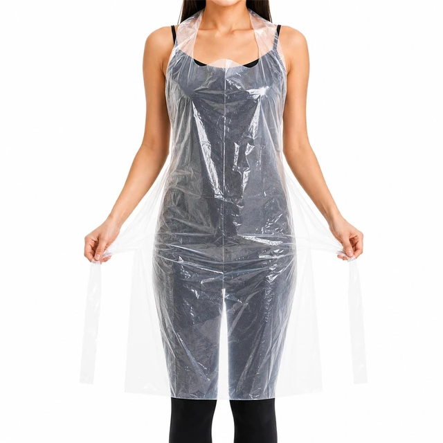 Main image of 100 PCS Disposable PE Aprons, Waterproof Cooking Aprons for Kitchen & Food Service, Individually Wrapped