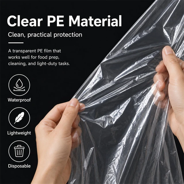 Alt view image 2 of 6 - 100 PCS Disposable PE Aprons, Waterproof Cooking Aprons for Kitchen & Food Service, Individually Wrapped