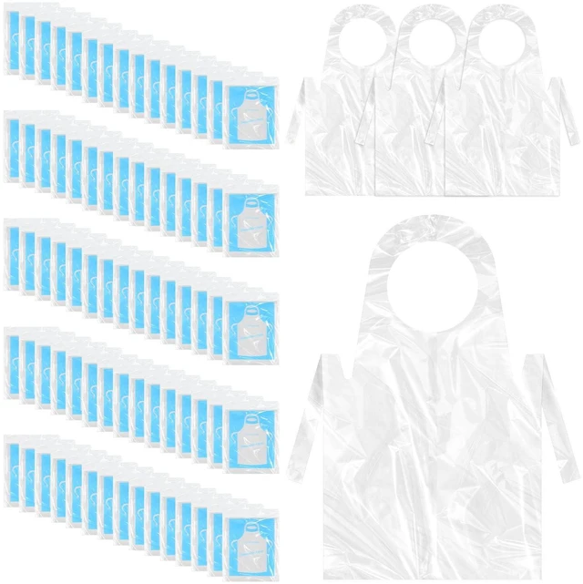 Main image of 300Pcs Plastic Disposable Aprons 24 x 37 Inch Clear Plastic Aprons for Cooking Painting Picnic DIY Crafts, Unisex Disposable Adult Apron