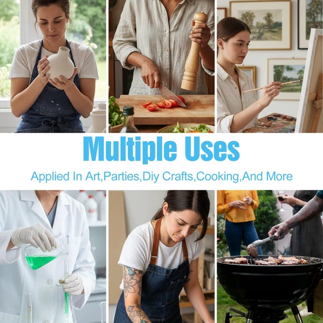 Alt view image 4 of 7 - 300Pcs Plastic Disposable Aprons 24 x 37 Inch Clear Plastic Aprons for Cooking Painting Picnic DIY Crafts, Unisex Disposable Adult Apron