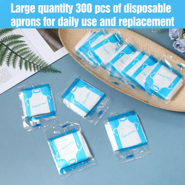 Alt view image 6 of 7 - 300Pcs Plastic Disposable Aprons 24 x 37 Inch Clear Plastic Aprons for Cooking Painting Picnic DIY Crafts, Unisex Disposable Adult Apron
