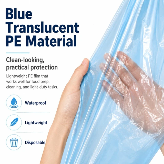 Alt view image 4 of 7 - 100 PCS Disposable PE Aprons, Waterproof Cooking Aprons for Kitchen & Food Service, Individually Wrapped