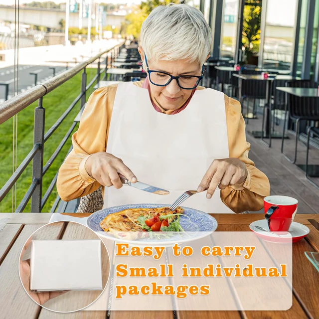 Alt view image 5 of 7 - 50 Pack Plastic Aprons Disposable Adults, Lobster Adult Bibs for Eating, Oil-Proof Adult Bibs for Women, Men